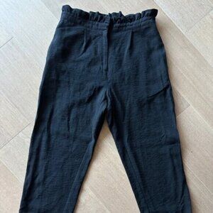 Topshop Black Ruffled Cuffed Ankle Trousers | Size 6